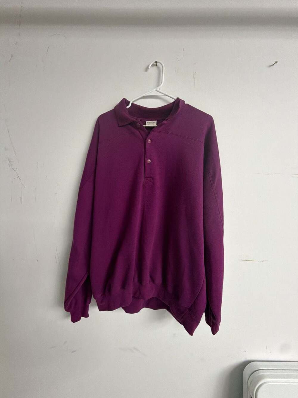 Vintage Cheetah Brand Long Sleeve Pullover Polo Sweatshirt Purple